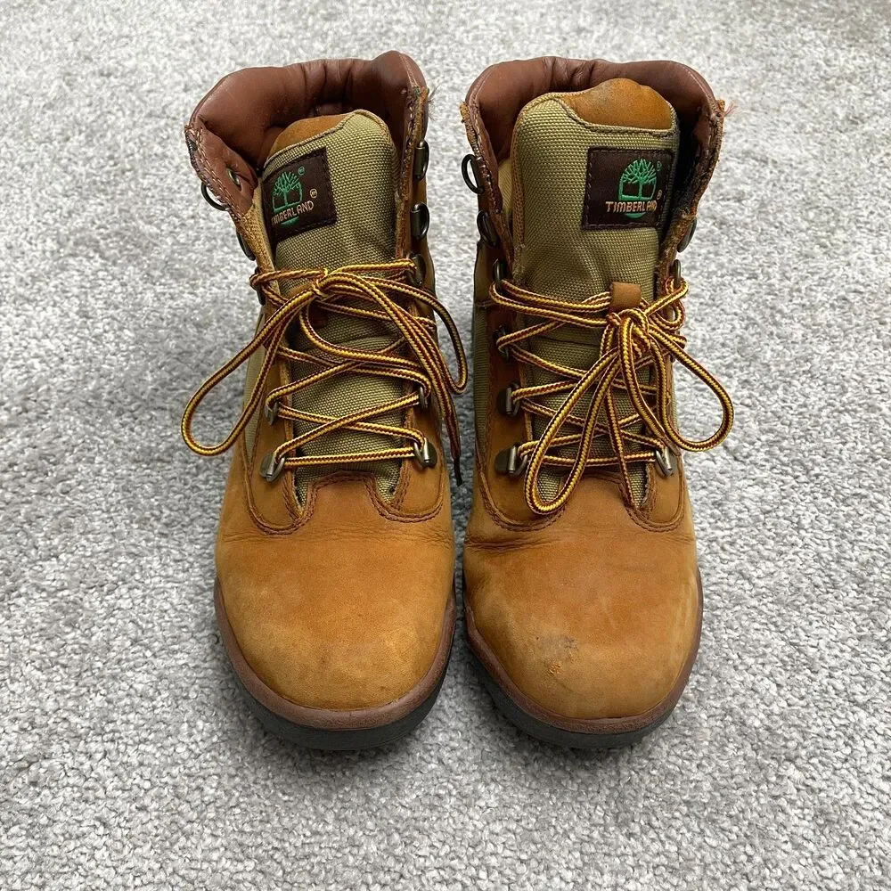 Timberland Suede Leather Boots Boys Kids 5.5 Brown Lace Up School Outdoor Casual